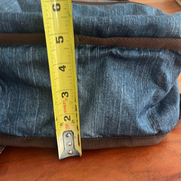 LeSportSac Like New Mini Denim print Backpack with brown accents - Picture 6 of 10